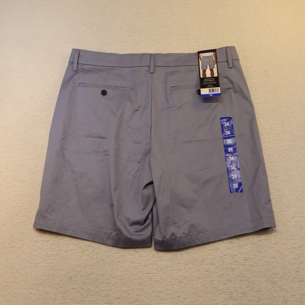 Banana Republic Mens 36 Stretch Chino Short Blue Quick Dry 9 Inseam 1951107